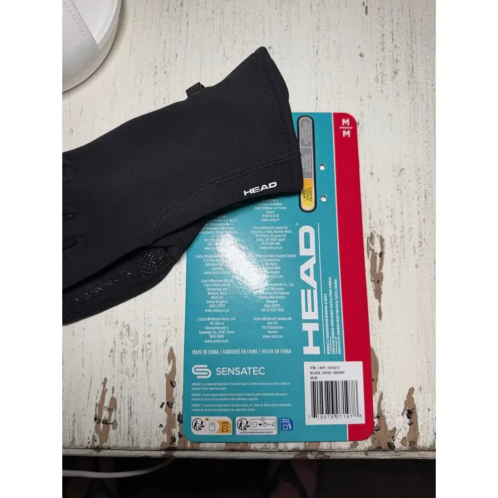 HEAD Women’s Touchscreen Running Gloves Black High Grip w/silicone palms - Med
